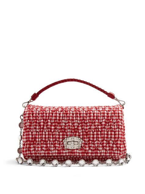 miu miu gingham bag|miumiu clutch bag.